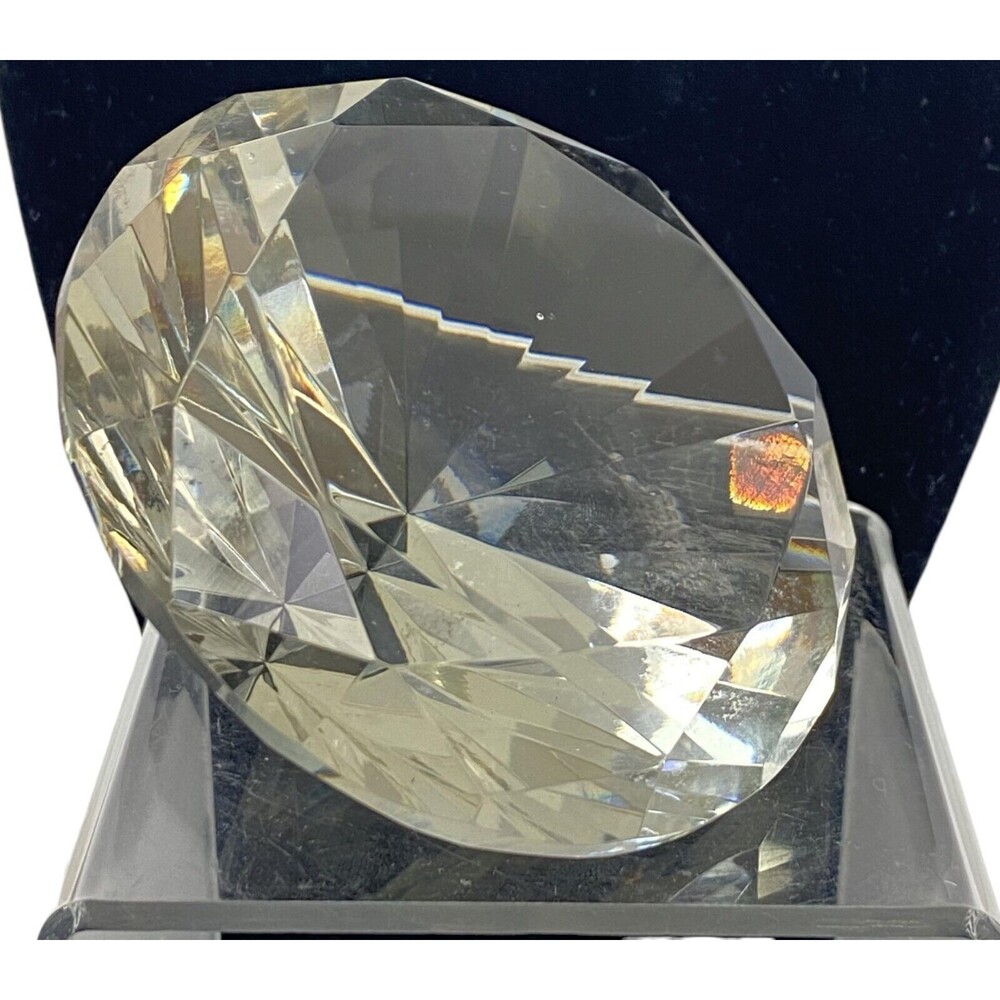 Crystal Glass Diamond Shaped Clear Paperweight Wedding Gift Home Office Decor